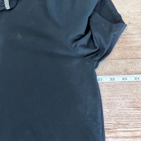 Volcom Men’s Large Black Polo Shirt EUC Classic Preppy Solid - Picture 7 of 8